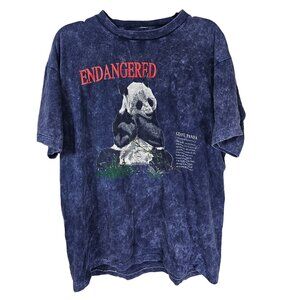 Vintage 90s Graphic T-Shirt XL Galt Sand Blue Acid Wash Panda Endangered Grunge